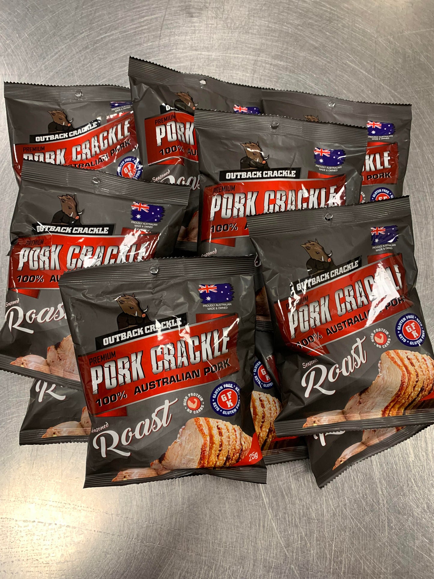 Pork Crackle Roast 10 x 25g bags Keto Gluten Free